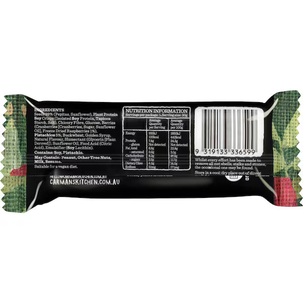 Carman's Protein Bars Seed & Plant, Raspberry & Pistachio