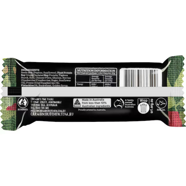 Carman's Protein Bars Seed & Plant, Raspberry & Pistachio