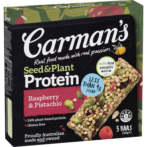 Carman's Protein Bars Seed & Plant, Raspberry & Pistachio