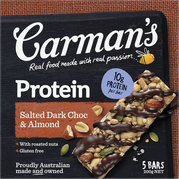 Carman's Protein Bars Salted Dark Choc & Almond 5 pack