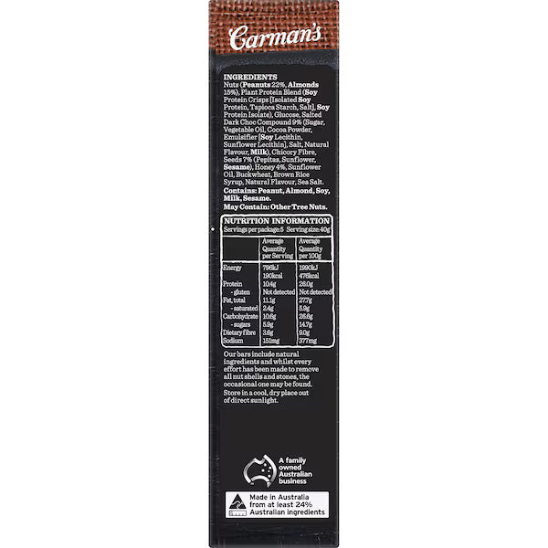 Carman's Protein Bars Salted Dark Choc & Almond 5 pack
