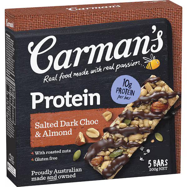 Carman's Protein Bars Salted Dark Choc & Almond 5 pack