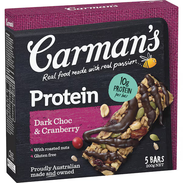 Carman's Protein Bars Dark Choc & Cranberry