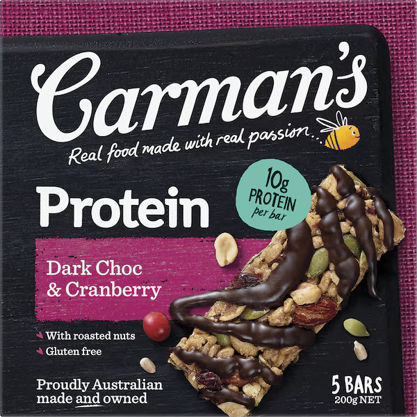 Carman's Protein Bars Dark Choc & Cranberry