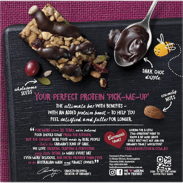 Carman's Protein Bars Dark Choc & Cranberry