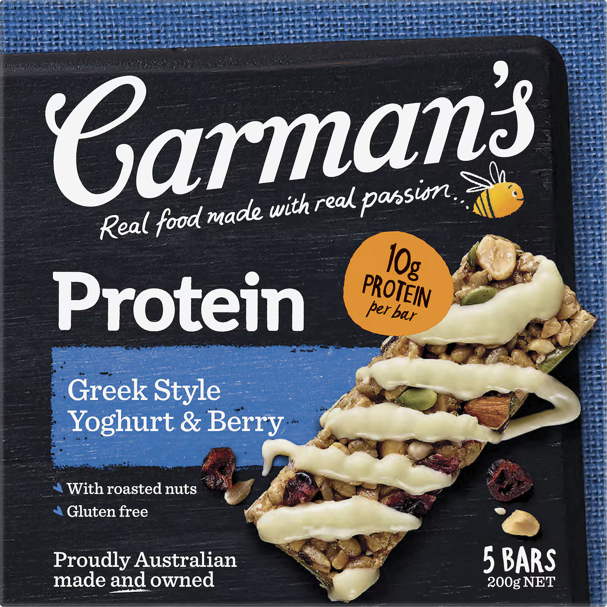 Carman's Protein Bars Greek Style Yoghurt & Berry