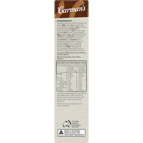 Carman's Protein Nut Bars Dark Chocolate Pretzel