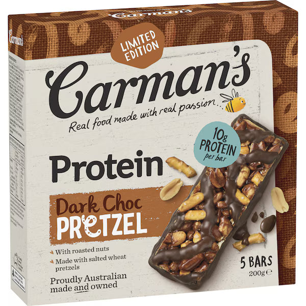 Carman's Protein Nut Bars Dark Chocolate Pretzel